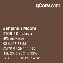 颜色代码: Benjamin Moore - 2106-10 - Java | qconv.com