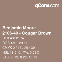 Farbcode: Benjamin Moore - 2106-40 - Cougar Brown | qconv.com