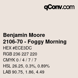 Color code: Benjamin Moore - 2106-70 - Foggy Morning | qconv.com