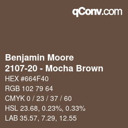 Code couleur: Benjamin Moore - 2107-20 - Mocha Brown | qconv.com