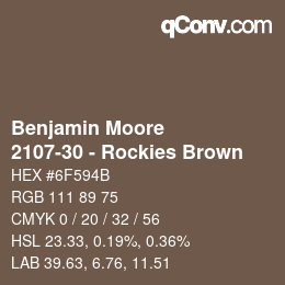 Code couleur: Benjamin Moore - 2107-30 - Rockies Brown | qconv.com