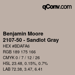 Farbcode: Benjamin Moore - 2107-50 - Sandlot Gray | qconv.com