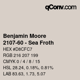 Color code: Benjamin Moore - 2107-60 - Sea Froth | qconv.com