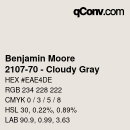 Color code: Benjamin Moore - 2107-70 - Cloudy Gray | qconv.com