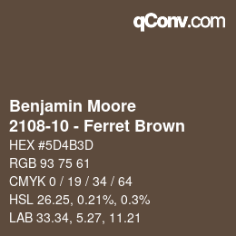 Code couleur: Benjamin Moore - 2108-10 - Ferret Brown | qconv.com