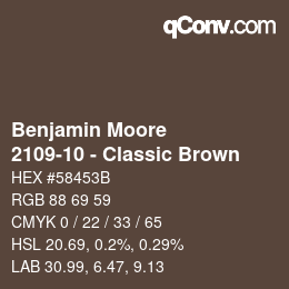 Código de color: Benjamin Moore - 2109-10 - Classic Brown | qconv.com