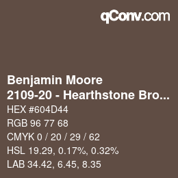 Code couleur: Benjamin Moore - 2109-20 - Hearthstone Brown | qconv.com