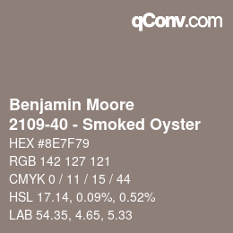 Código de color: Benjamin Moore - 2109-40 - Smoked Oyster | qconv.com