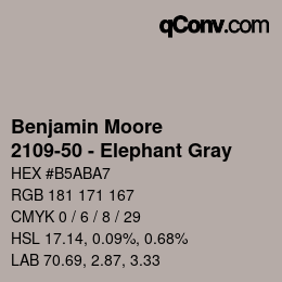 Código de color: Benjamin Moore - 2109-50 - Elephant Gray | qconv.com