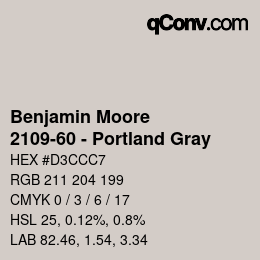 Color code: Benjamin Moore - 2109-60 - Portland Gray | qconv.com