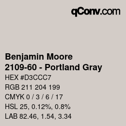 Código de color: Benjamin Moore - 2109-60 - Portland Gray | qconv.com