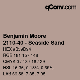 Código de color: Benjamin Moore - 2110-40 - Seaside Sand | qconv.com
