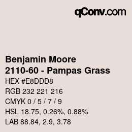 颜色代码: Benjamin Moore - 2110-60 - Pampas Grass | qconv.com