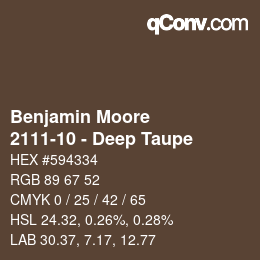 カラーコード: Benjamin Moore - 2111-10 - Deep Taupe | qconv.com