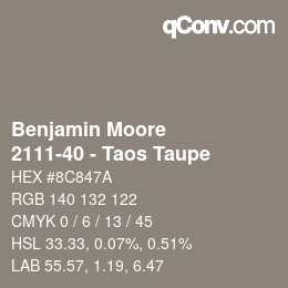 Code couleur: Benjamin Moore - 2111-40 - Taos Taupe | qconv.com