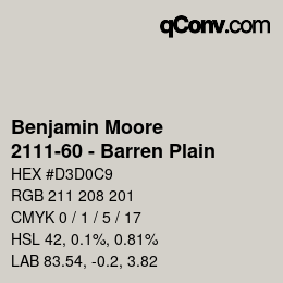 Código de color: Benjamin Moore - 2111-60 - Barren Plain | qconv.com