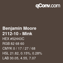 Código de color: Benjamin Moore - 2112-10 - Mink | qconv.com