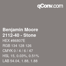 Color code: Benjamin Moore - 2112-40 - Stone | qconv.com