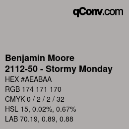 Color code: Benjamin Moore - 2112-50 - Stormy Monday | qconv.com