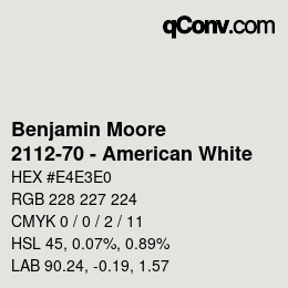Code couleur: Benjamin Moore - 2112-70 - American White | qconv.com