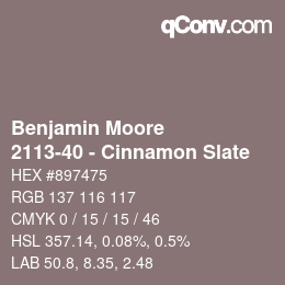 Code couleur: Benjamin Moore - 2113-40 - Cinnamon Slate | qconv.com