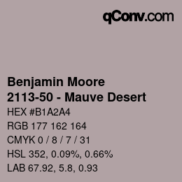 カラーコード: Benjamin Moore - 2113-50 - Mauve Desert | qconv.com