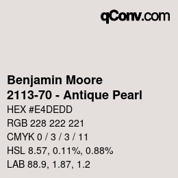 Código de color: Benjamin Moore - 2113-70 - Antique Pearl | qconv.com