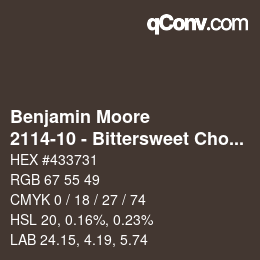 Code couleur: Benjamin Moore - 2114-10 - Bittersweet Chocolate | qconv.com