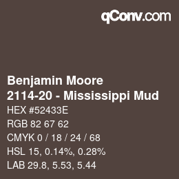 Color code: Benjamin Moore - 2114-20 - Mississippi Mud | qconv.com