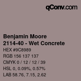 Color code: Benjamin Moore - 2114-40 - Wet Concrete | qconv.com