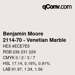 Color code: Benjamin Moore - 2114-70 - Venetian Marble | qconv.com