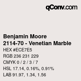 Color code: Benjamin Moore - 2114-70 - Venetian Marble | qconv.com