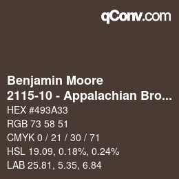 Código de color: Benjamin Moore - 2115-10 - Appalachian Brown | qconv.com