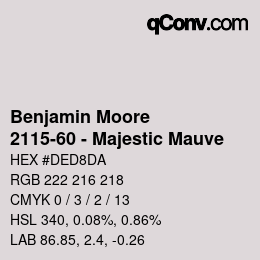 Código de color: Benjamin Moore - 2115-60 - Majestic Mauve | qconv.com