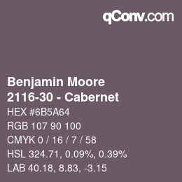 Color code: Benjamin Moore - 2116-30 - Cabernet | qconv.com