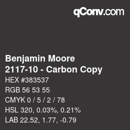 Color code: Benjamin Moore - 2117-10 - Carbon Copy | qconv.com