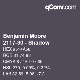 Code couleur: Benjamin Moore - 2117-30 - Shadow | qconv.com