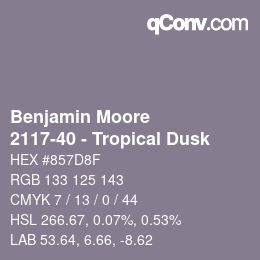 Color code: Benjamin Moore - 2117-40 - Tropical Dusk | qconv.com