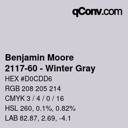 Color code: Benjamin Moore - 2117-60 - Winter Gray | qconv.com