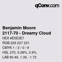 Código de color: Benjamin Moore - 2117-70 - Dreamy Cloud | qconv.com