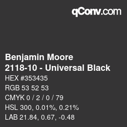 Code couleur: Benjamin Moore - 2118-10 - Universal Black | qconv.com