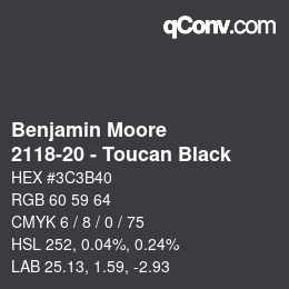 Color code: Benjamin Moore - 2118-20 - Toucan Black | qconv.com
