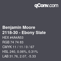 Color code: Benjamin Moore - 2118-30 - Ebony Slate | qconv.com
