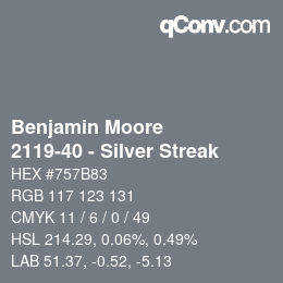 Farbcode: Benjamin Moore - 2119-40 - Silver Streak | qconv.com