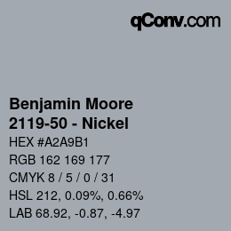 Color code: Benjamin Moore - 2119-50 - Nickel | qconv.com