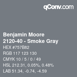 Código de color: Benjamin Moore - 2120-40 - Smoke Gray | qconv.com