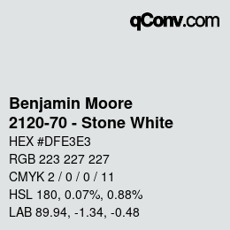 Color code: Benjamin Moore - 2120-70 - Stone White | qconv.com