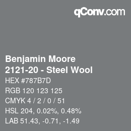 Color code: Benjamin Moore - 2121-20 - Steel Wool | qconv.com