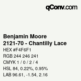 Farbcode: Benjamin Moore - 2121-70 - Chantilly Lace | qconv.com