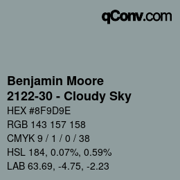 Color code: Benjamin Moore - 2122-30 - Cloudy Sky | qconv.com